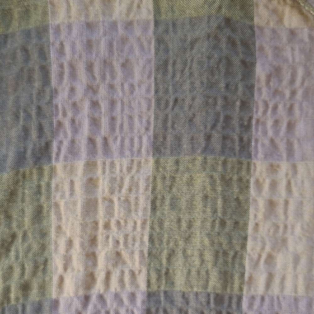 Jane + Delancey Mustard & Brown Gingham Plaid Gauzy Camp Shirt - Size L - Picture 3 of 8